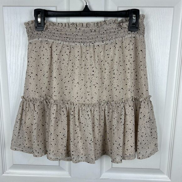 Altar’d State Cream Ruffle Mini Skirt Florals Tiered Jr Medium Womens Small - Picture 8 of 8